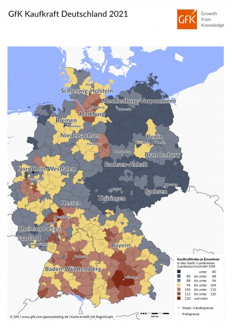 Kaufkraft steigt 2021 auf 23.637 Euro -